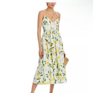 Aqua Lemon Print Midi Dress